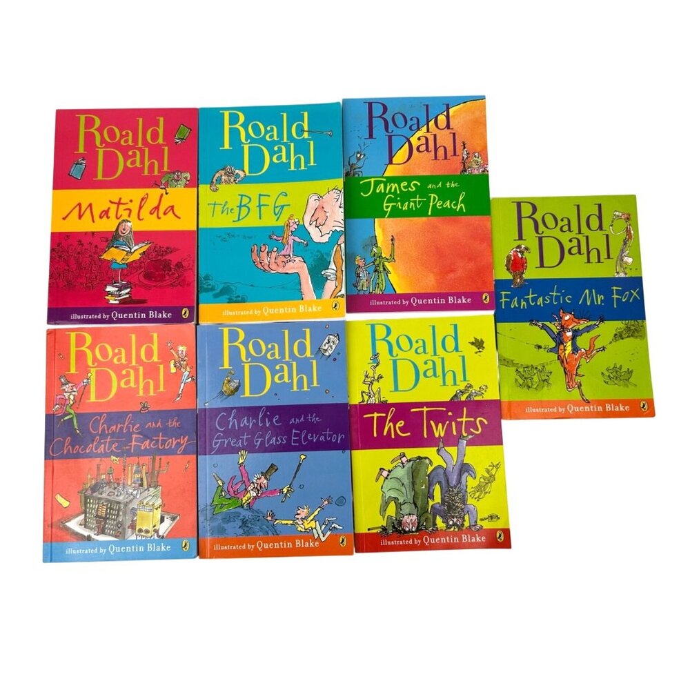 Ronald Dahl 7 Book Paperback Book Set Matilda BFG Charlie Chocolate Factory Fox